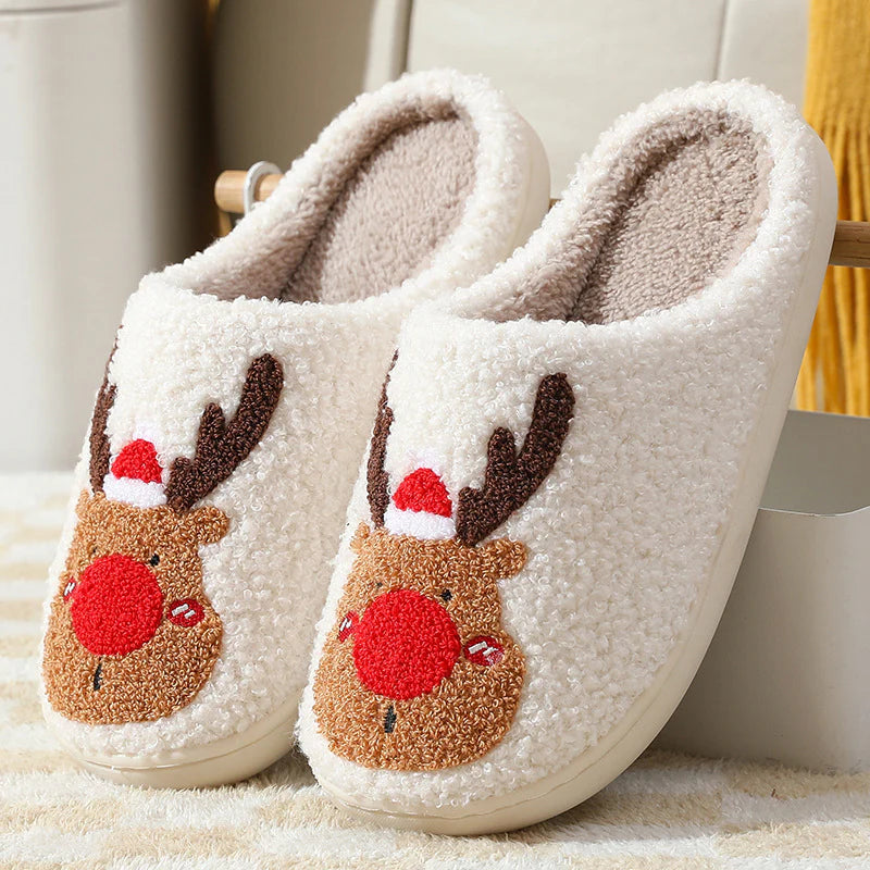 Christmas Shoes Winter Home Slippers Elk Soft Cozy Bedroom Slipper Slip on House Shoes