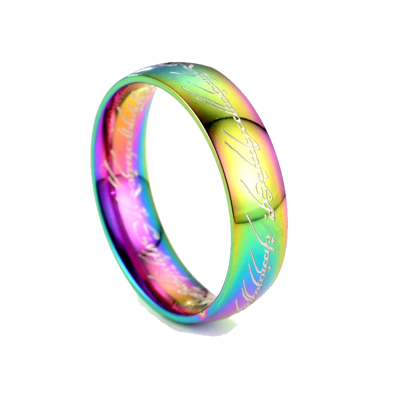 Stainless Steel Jewelry Punk One Ring of Power Elf Bilbo Baggins Gollum Tolkien Letter Wizard Multicolors Size 6-13