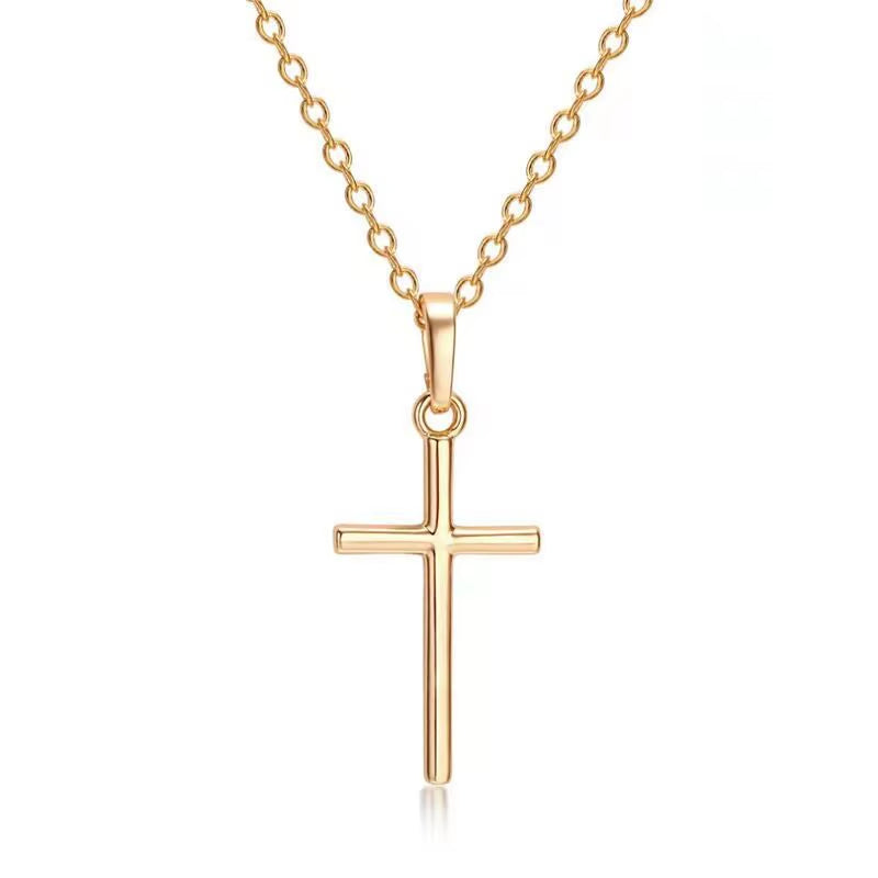 Fashion Christian Jesus Cross Necklaces Silver Color Long Chain Simple Pendants for Women Men Jewelry Gifts Dropshipping