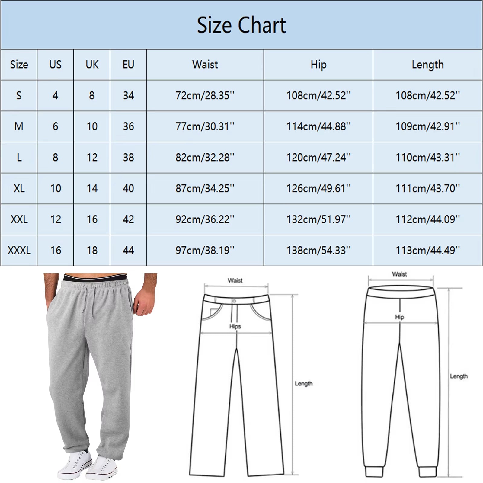 Baggy Sweatpants for Men 2024 Elastic Waist Drawstring Grey Pants Sport Casual Trousers with Pockets Gym Fitness Joggy plus Size