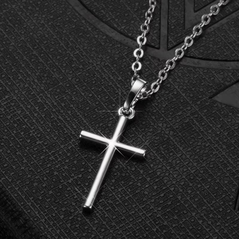 Fashion Christian Jesus Cross Necklaces Silver Color Long Chain Simple Pendants for Women Men Jewelry Gifts Dropshipping